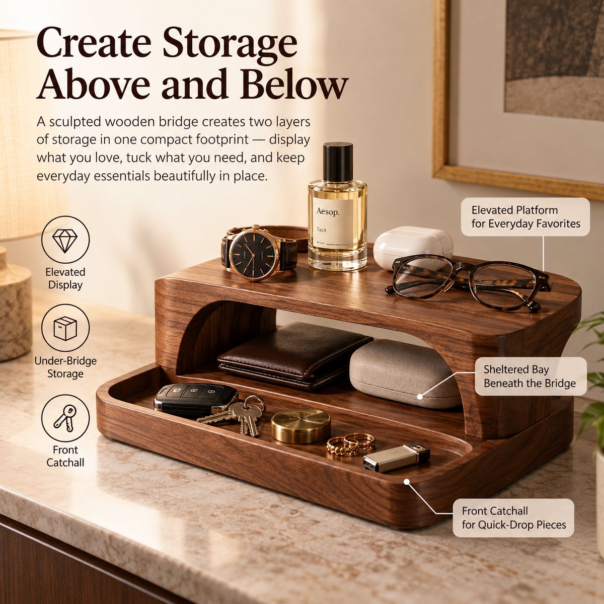 Voreqina™ BridgeNest Elevated Organizer